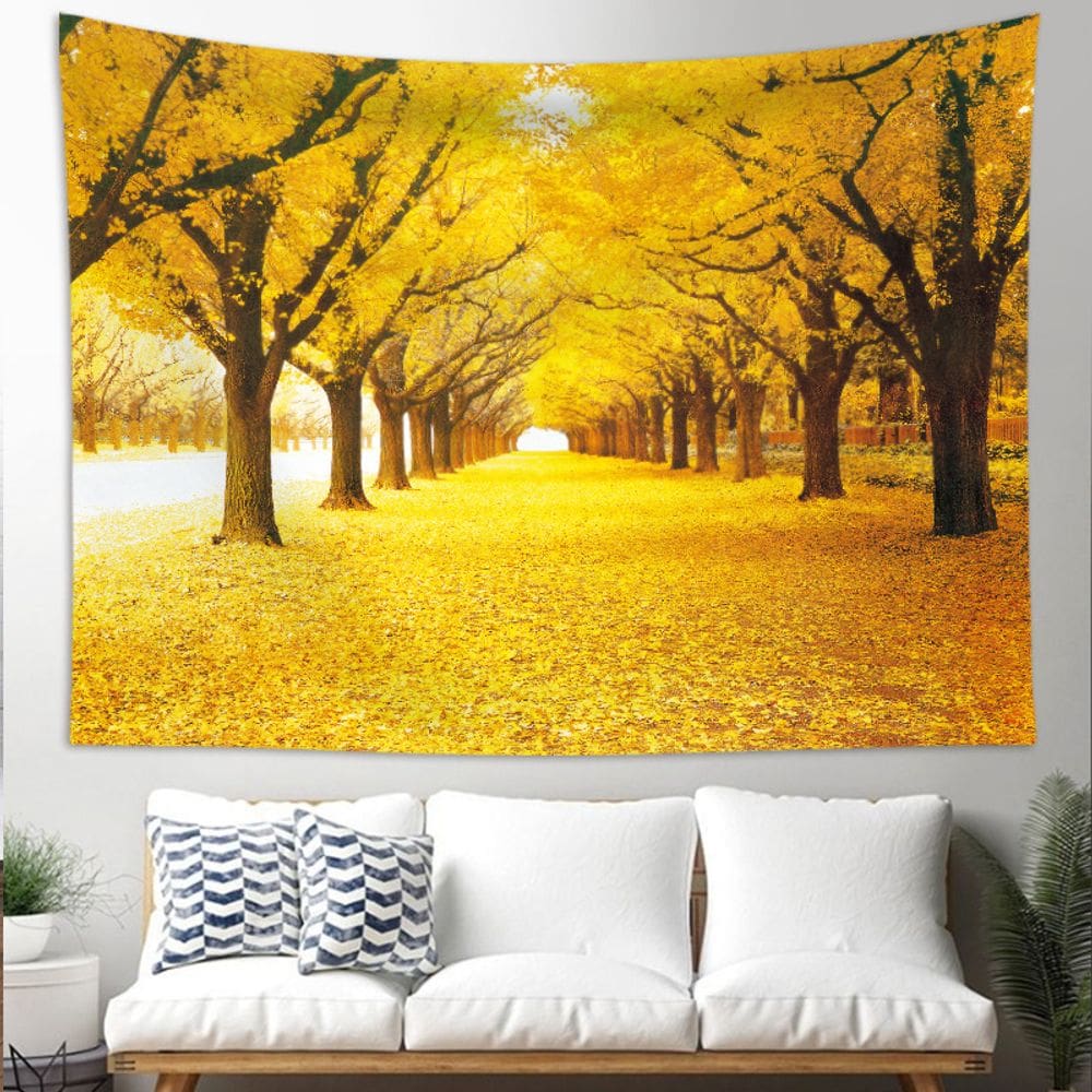 Tapeçaria pendurada na parede, outono, outono, floresta 130 cm x 150 cm