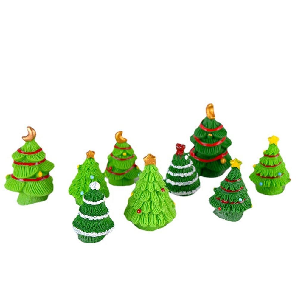 Conjunto de estátuas de decoração de jardim de árvore de Natal em resina 100g