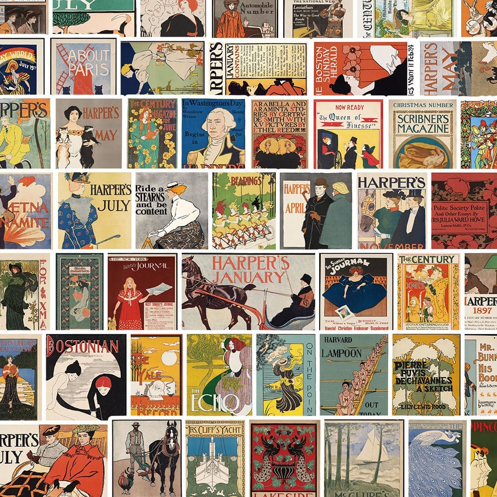 Pacote de adesivos: pôster de arte vintage, 50 unidades de estética retrô de desenho animado