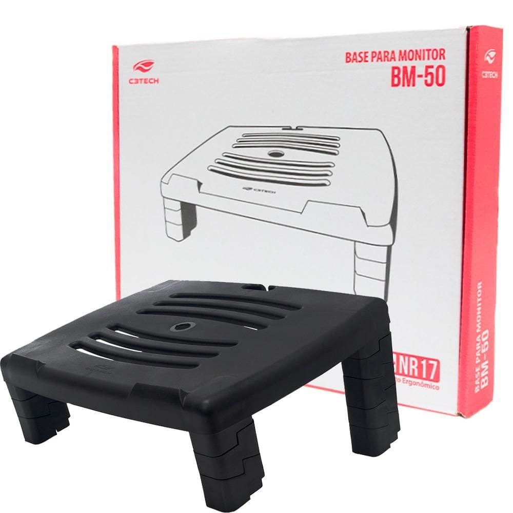 Base Para Monitor Bm50Bk C3Tech 4 Níveis Regulagem De Altura