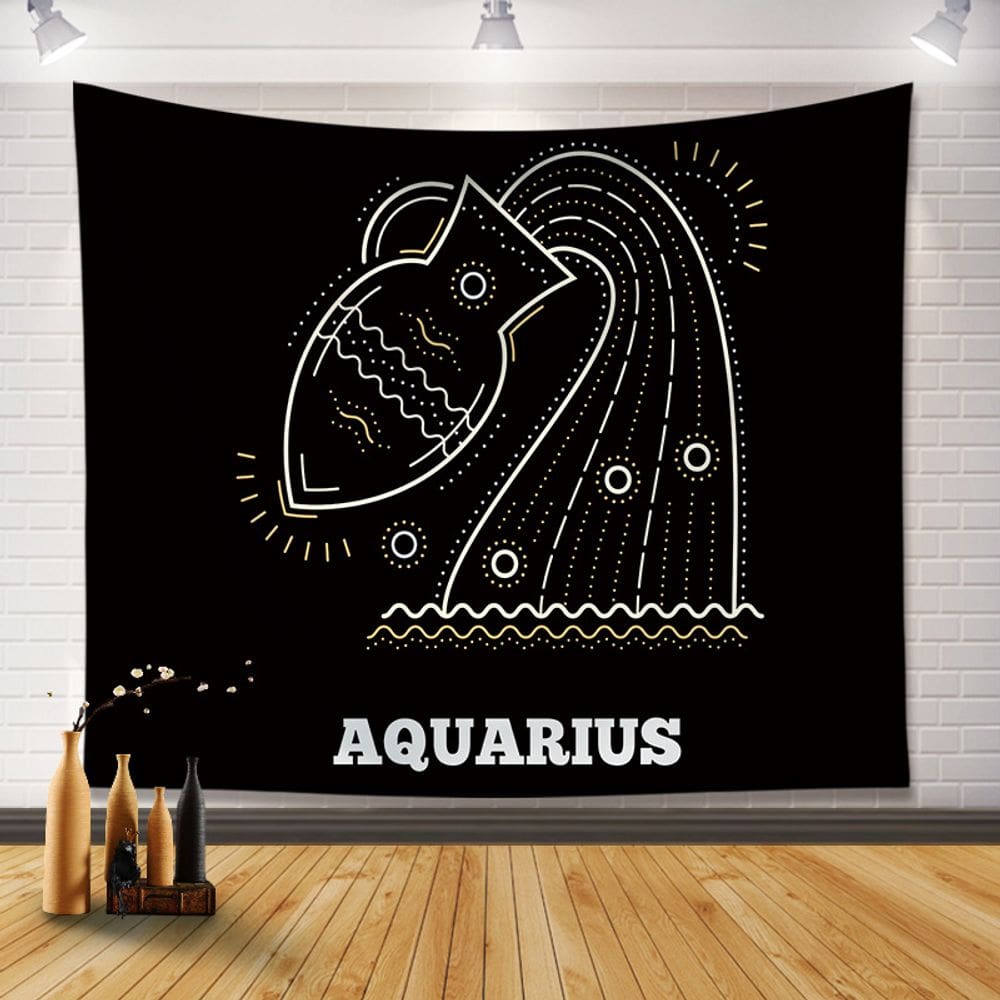 Tapeçaria para pendurar na parede Aquarius Zodiac 130x150cm Flanela