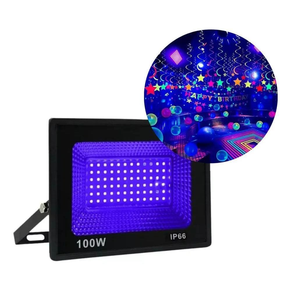 Refletor Uv Festas/Dj 100W Luz Negra Efeito Neon Bivolt Led