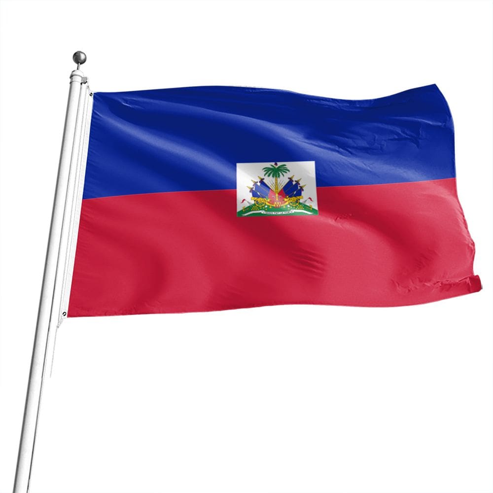 Bandeira de poliéster do Haiti 90x150cm com brasão haitiano