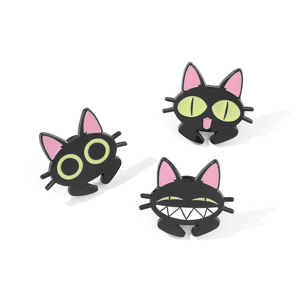 Conjunto de alfinetes de broche Black Cat Cartoon Blouse Pins Alloy