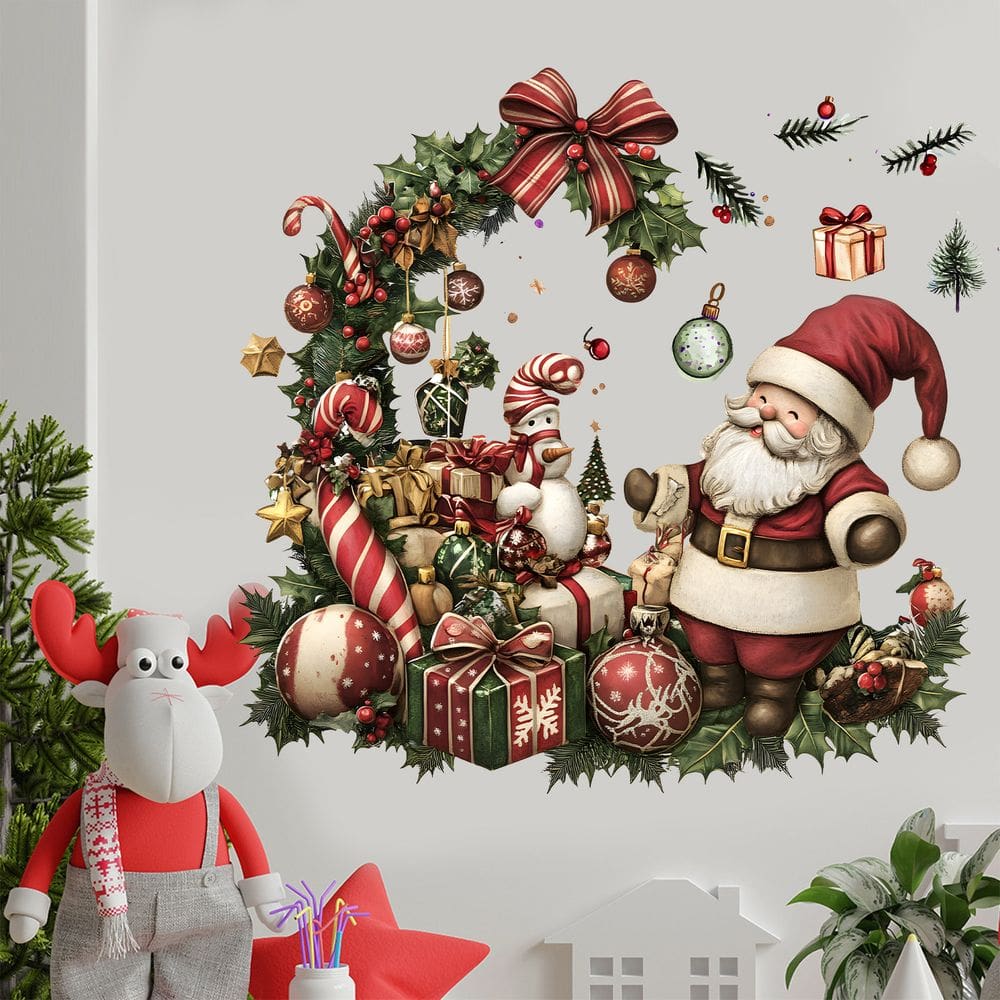 Adesivos de parede Desenho de Papai Noel de Natal 39x40cm PVC