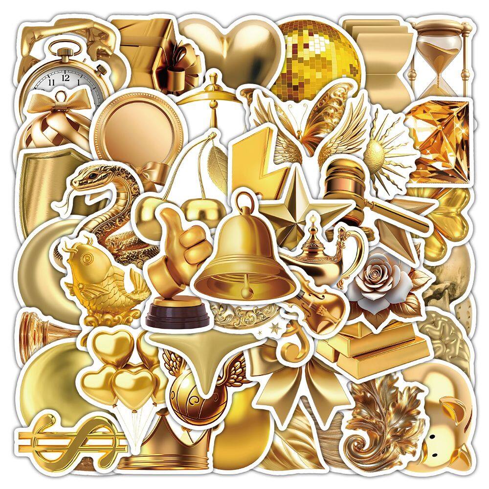 Pacote de adesivos Vintage Gold Retro Palace Style 50 unidades