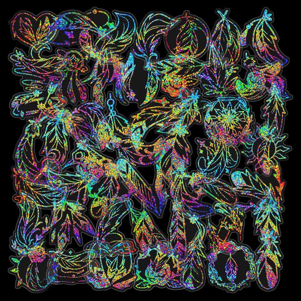 Adesivos holográficos para pássaros, 50 peças, laser, PET, vinil transparente