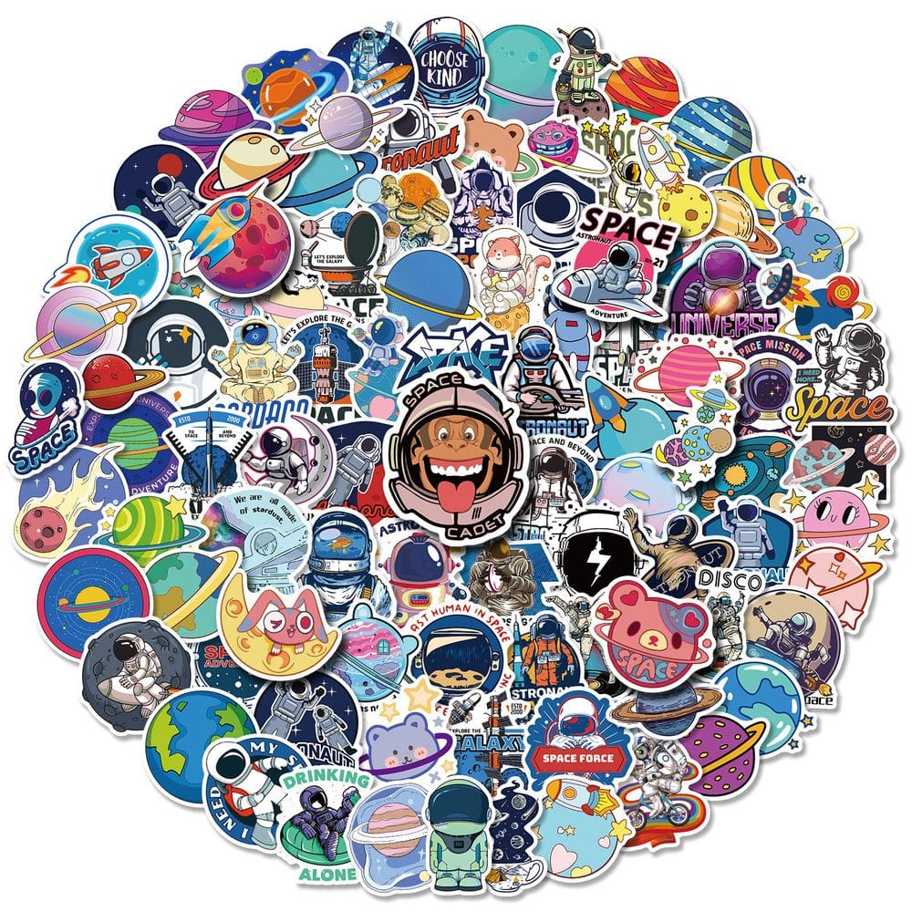 Pacote de adesivos Astronaut Planet, 100 unidades, Space Galaxy Alien