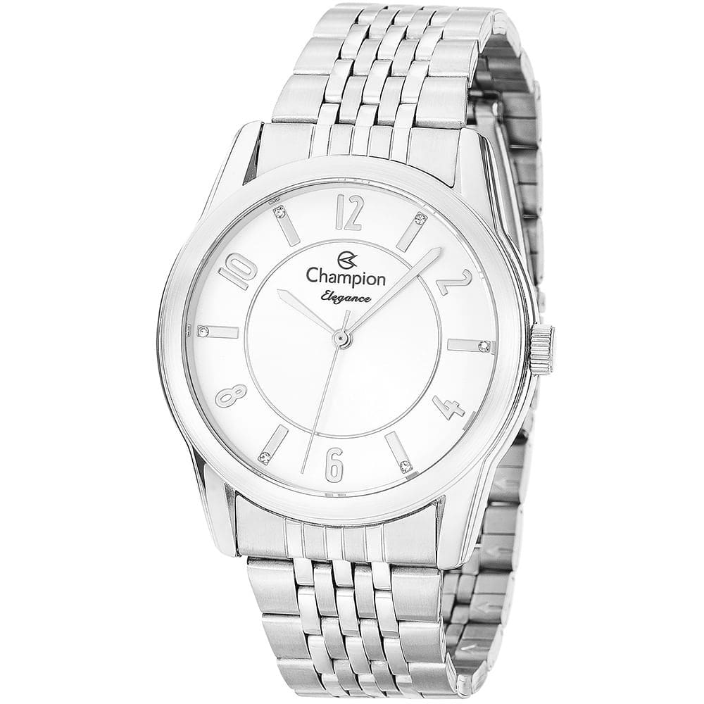 Relógio CHAMPION feminino analógico prata branco CN26233Q