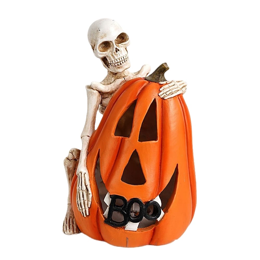 Escultura de decoração de jardim com resina de abóbora de 19 cm