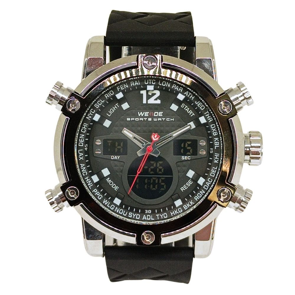 Relógio Masculino Weide AnaDigi WH-5205 Prata e Preto