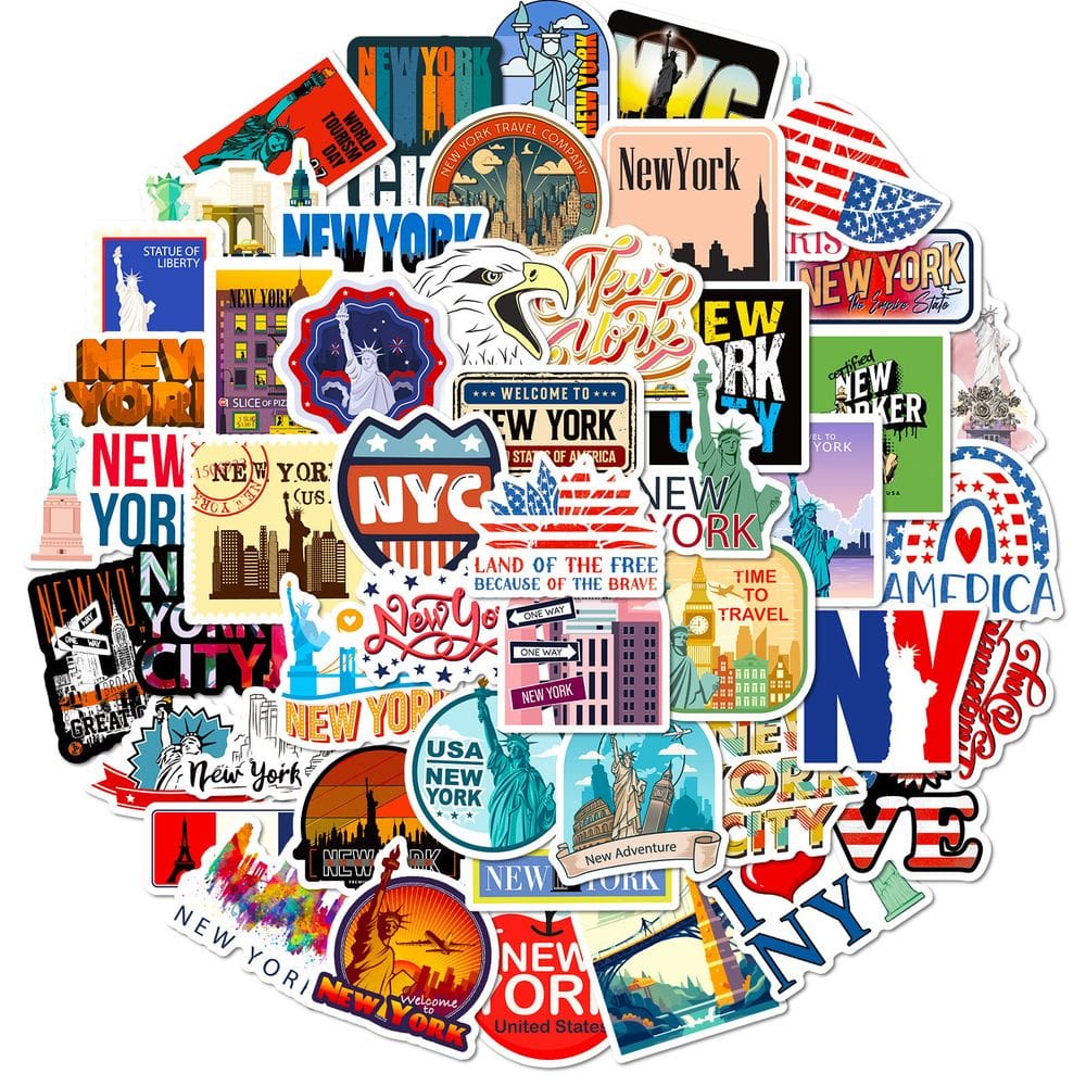 Pacote de adesivos: decalques de vinil New York City Skyline x50