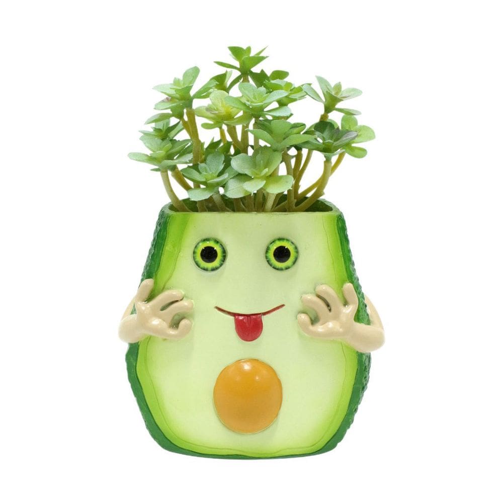 Desenho animado fofo de abacate em vaso de flores com resina 14x13x11,5 cm para suculentas