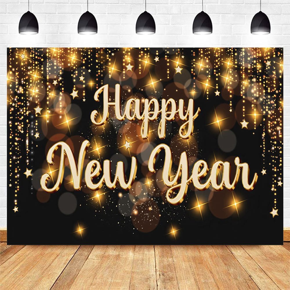 Tapeçaria para pendurar na parede Feliz Ano Novo Golden Sparkle 150x100cm