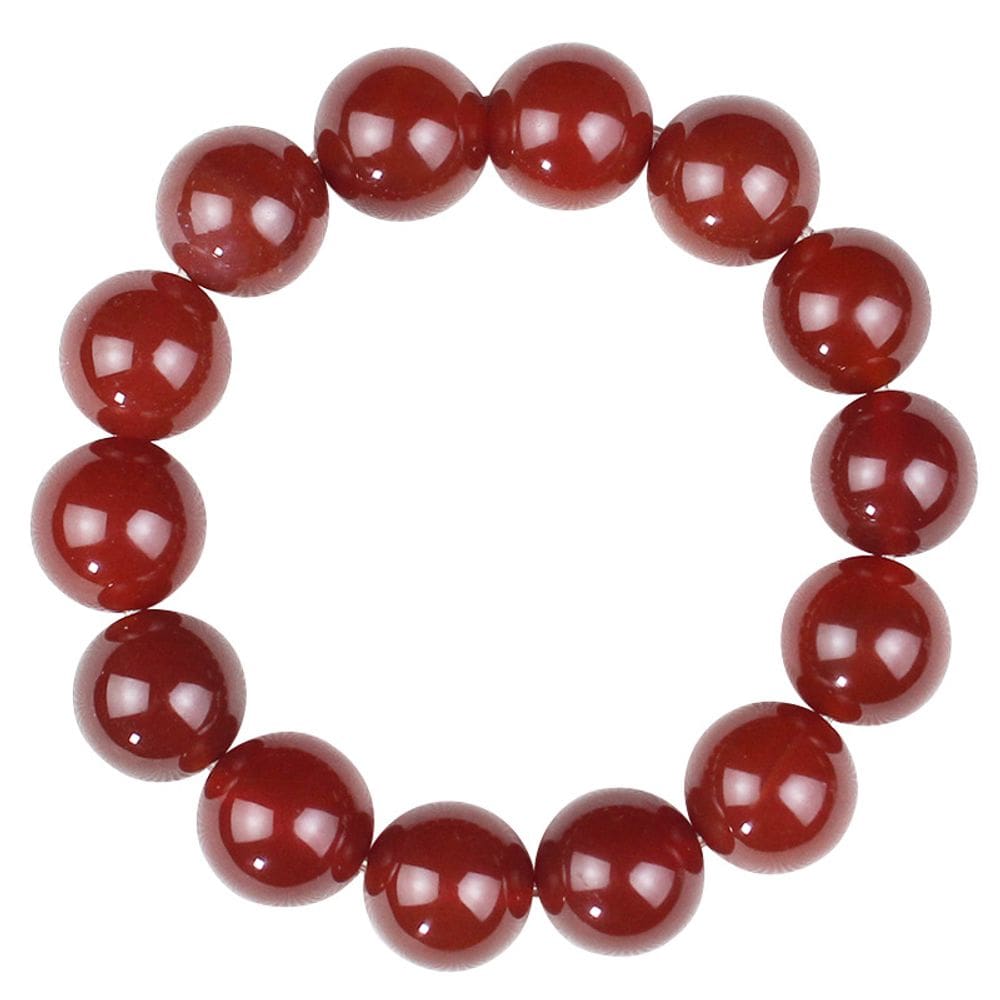 Pulseira de contas de ágata vermelha de 16 mm para homens e mulheres