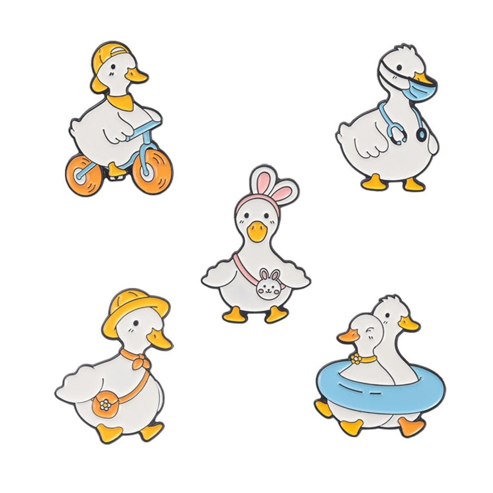 Conjunto de broches Cute Duck Cartoon Yellow Duck Alloy