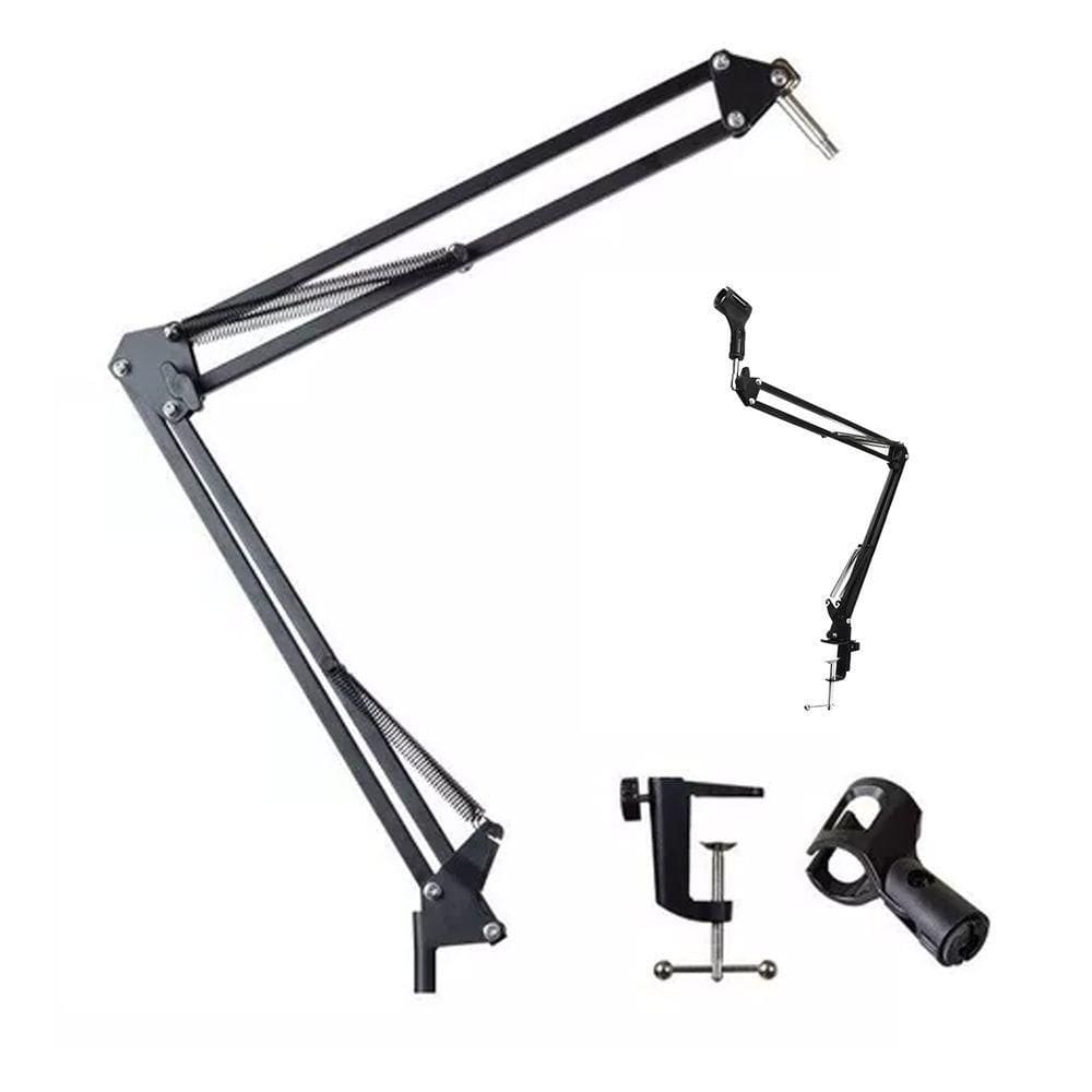 Suporte Pedestal De Microfone Mesa Podcast Transmissao Gravaçao Articulavel Multiuso Resistente Versatil