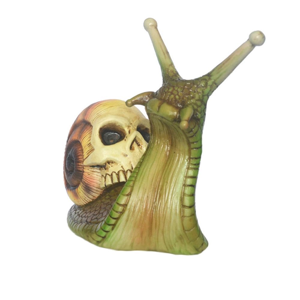 Decoração de jardim Skull Snail Statue Resin Gothic 13cm