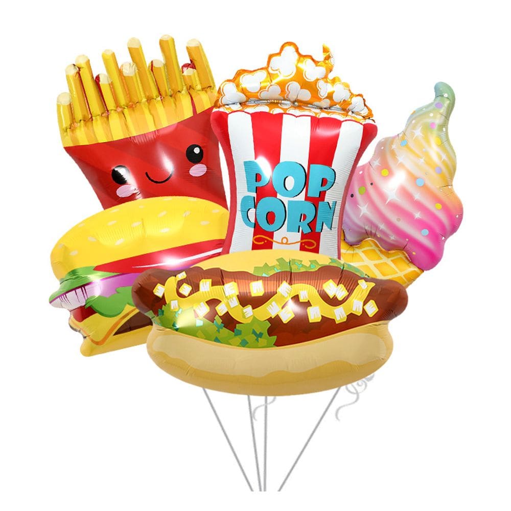 Conjunto de balões com tema alimentar, 5 peças de balões de alumínio para festa