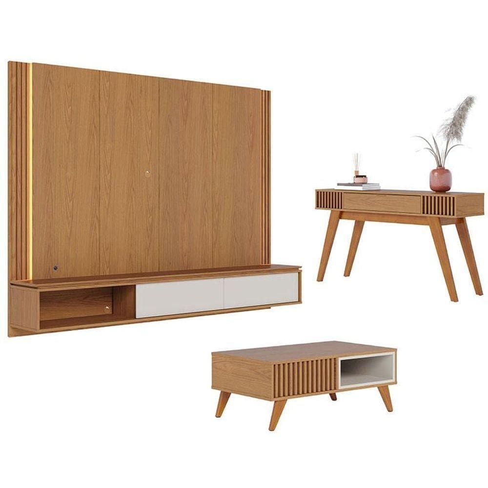 Home Suspenso Loa Com Mesa De Centro Jeri Freijó Off White E Aparador Riviera Freijó - Colibri