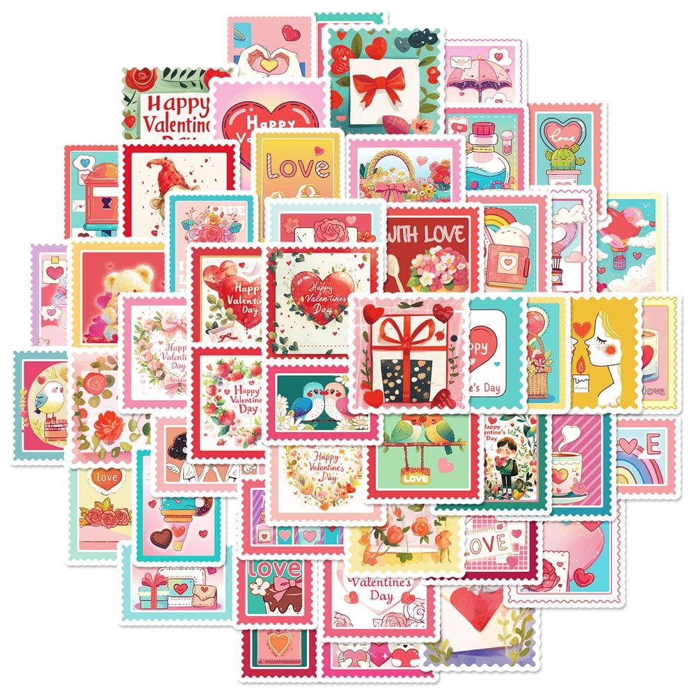 Adesivos de desenho animado, animal, estilo cartão postal, vinil impermeável, 50 unidades