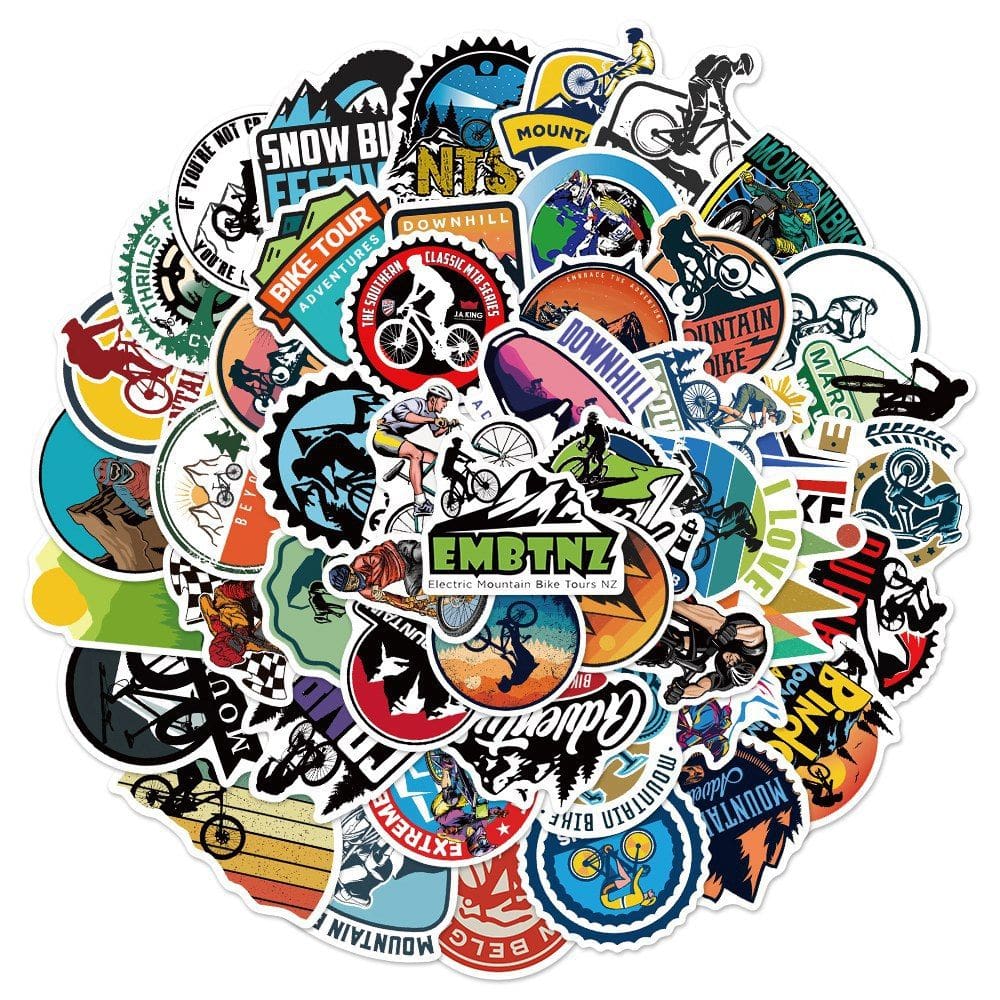 Pacote de adesivos Mountain Bike Adventure, 50 unidades de vinil impermeável