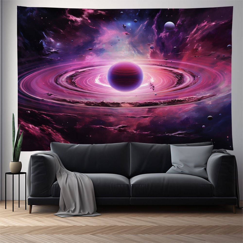 Tapeçaria para pendurar na parede Galaxy Planet Cosmic Space 150x130cm