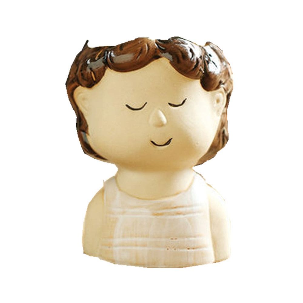 Vaso de cerâmica, lindo vaso de flores para meninos de desenhos animados com rosto sorridente