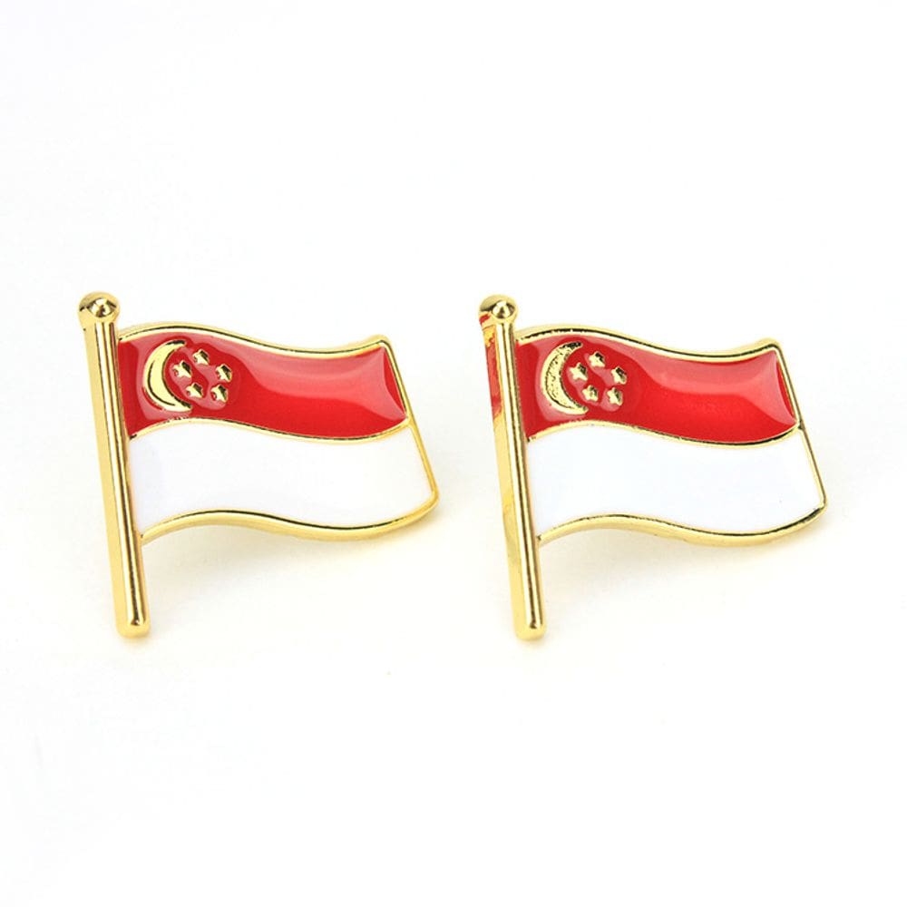 Emblema de lapela, bandeira de Singapura, acenando em vermelho e branco