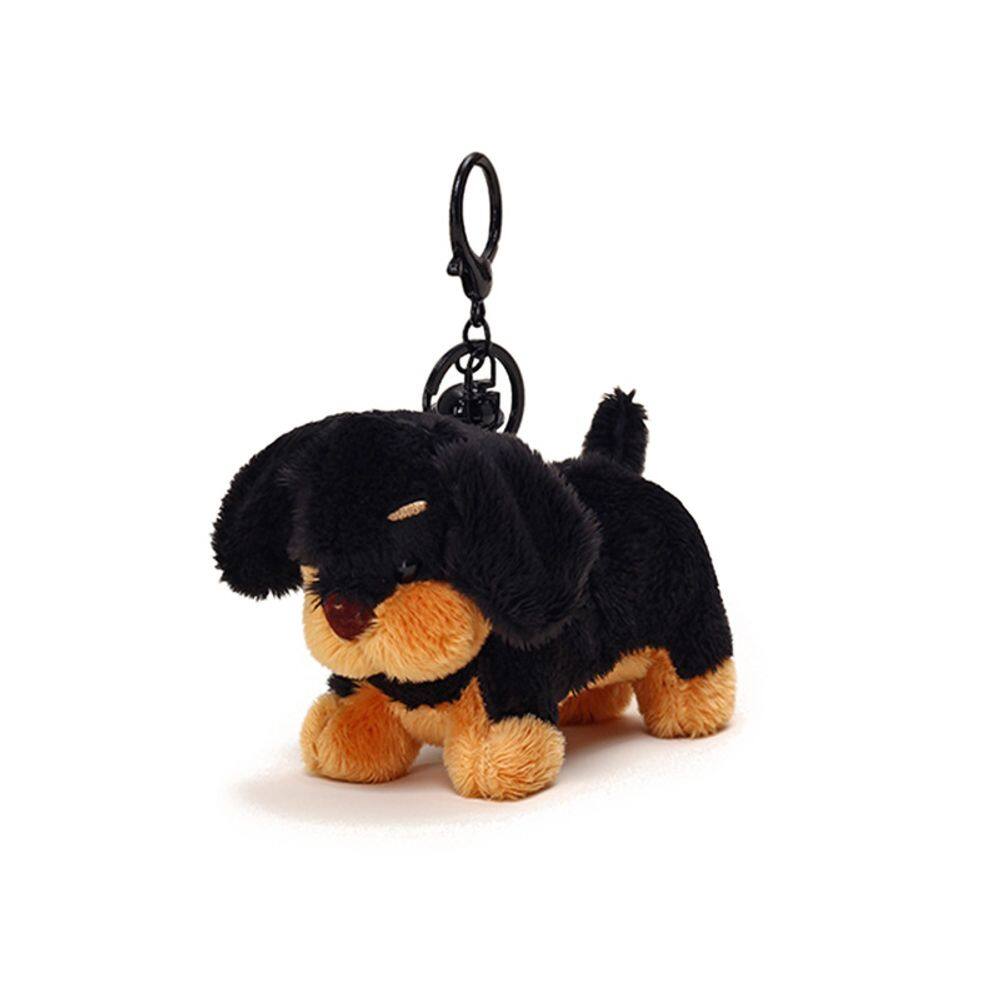 Chaveiro de pelúcia Adorável Dachshund para mulheres e homens, 80g