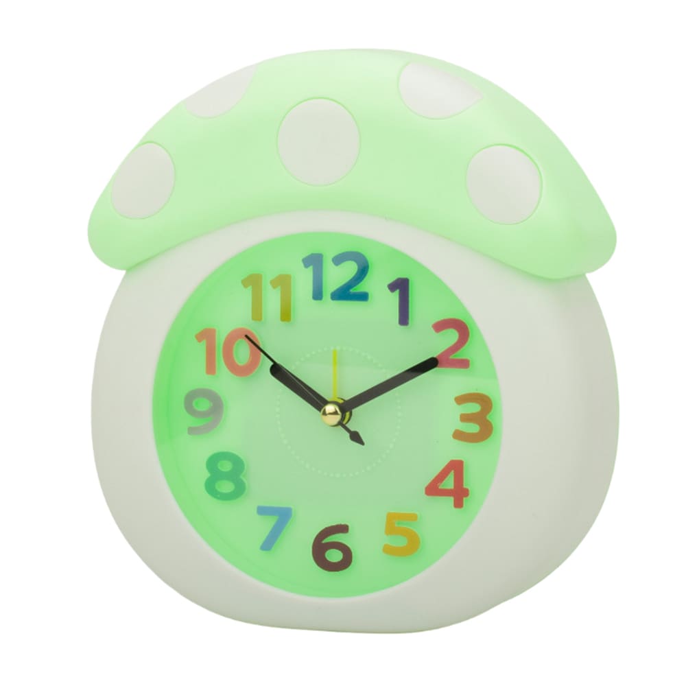 Despertador criativo em forma de cogumelo com números coloridos