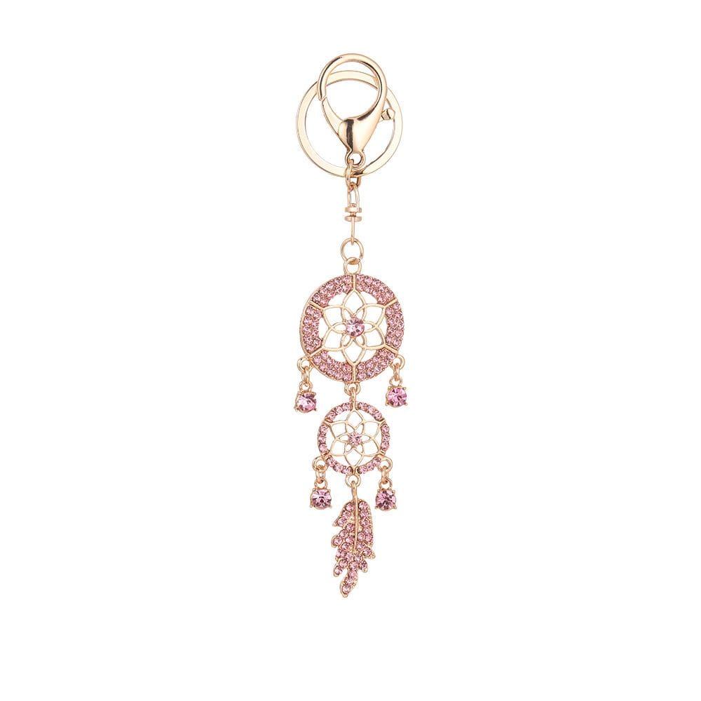 Chaveiro rosa Dreamcatcher Strass em liga metálica 16,9 cm