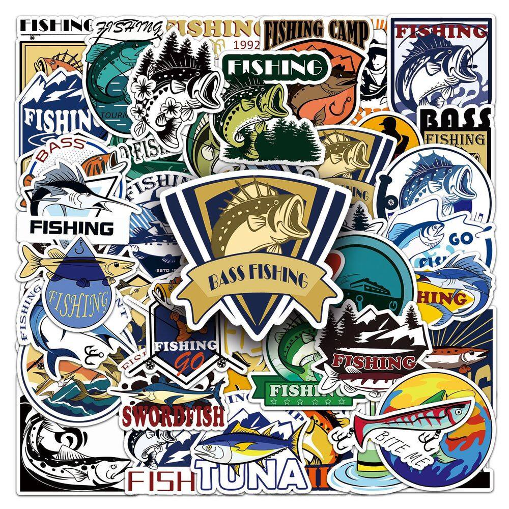Adesivos Fishing Cartoon Graffiti Decalques de vinil x50
