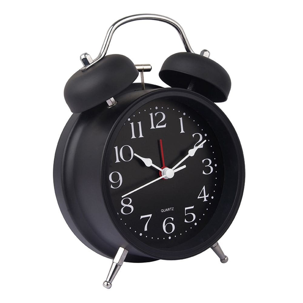 Despertador clássico Black Twin Bell Quartz Movement
