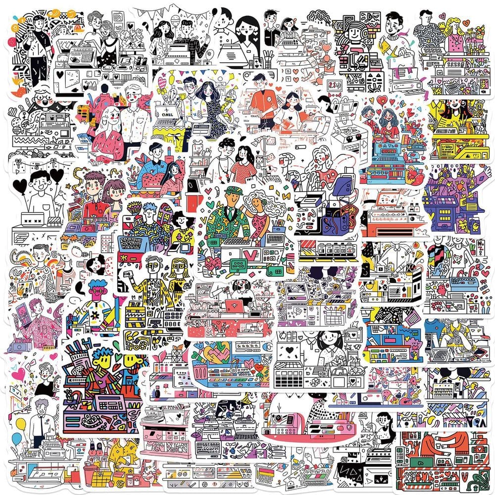 Pacote de adesivos Couple Life 60 unidades Creative Cartoon Daily Rel