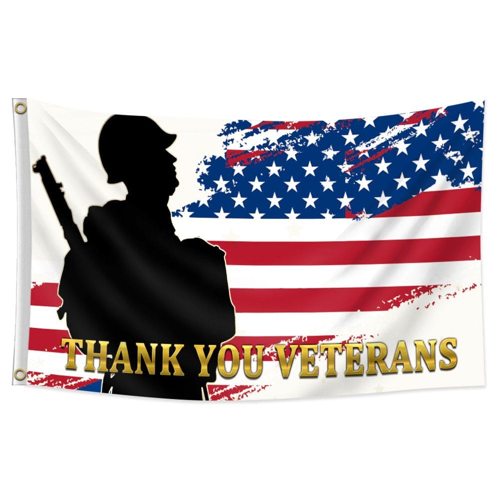 Bandeira Thank You Veterans 150x90cm - 100% poliéster