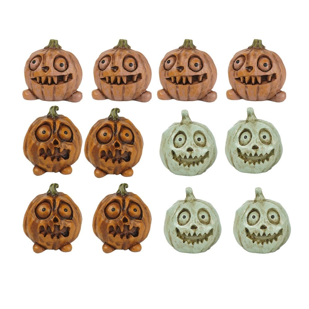 Conjunto de decoração de jardim, resina, abóbora, 12 peças de escultura de Halloween