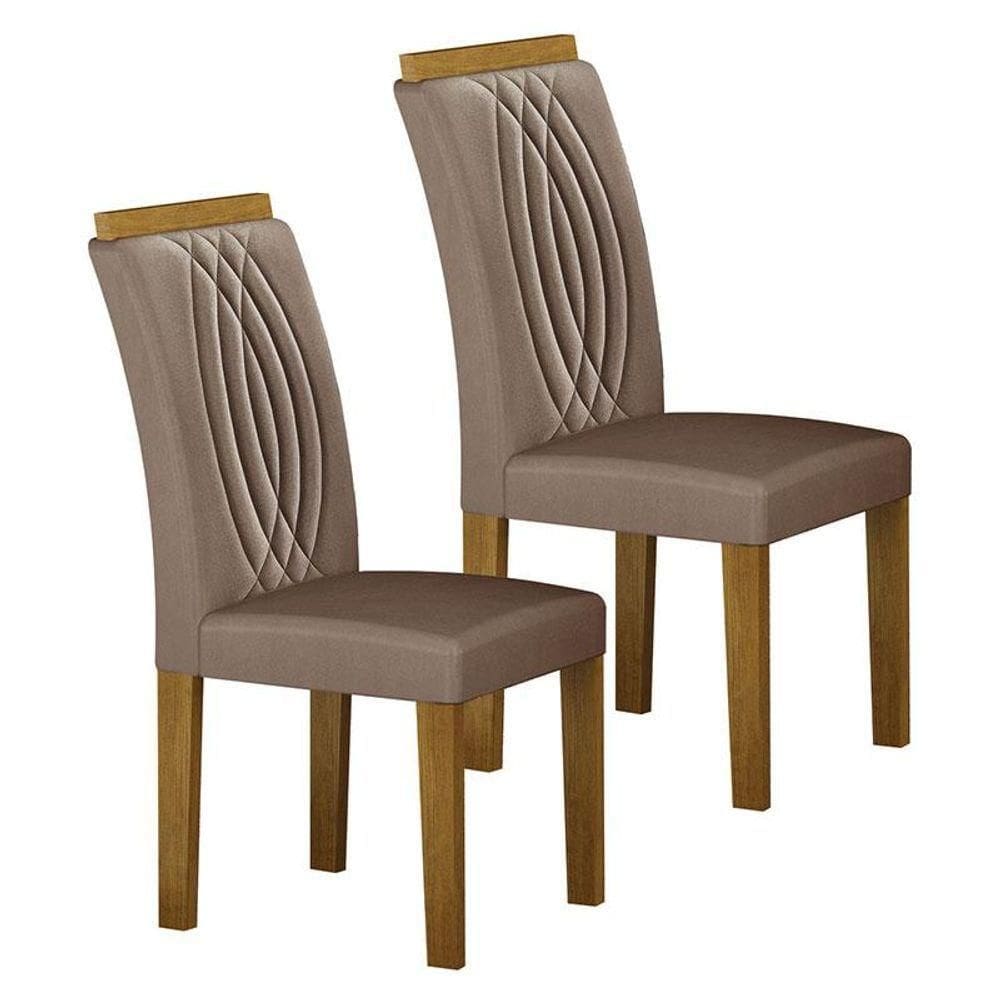 Cadeira Para Mesa De Jantar Doha Mdf Kit 2 Peças Freijó Joli Camurça - Leifer Móveis