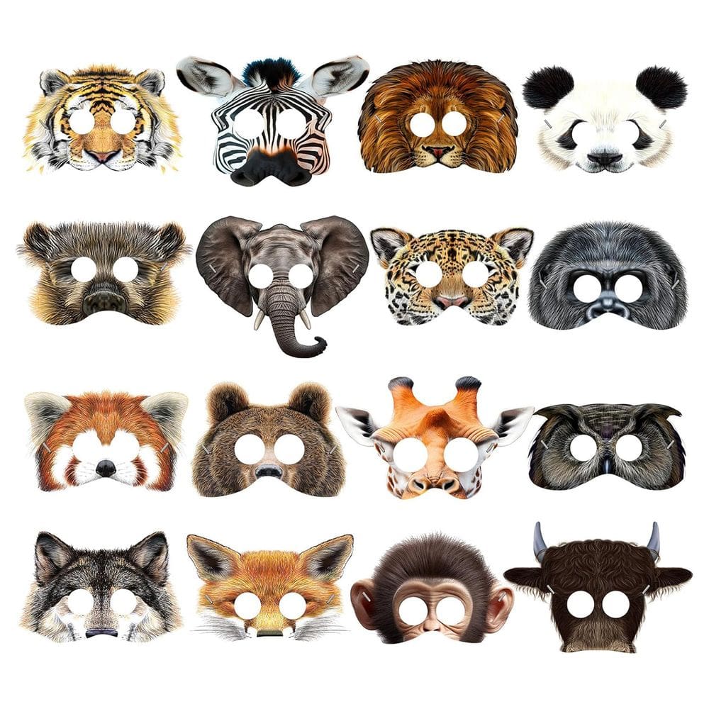 Máscaras de cabeça de animal Jungle Animal Paper para festa de nascimento de crianças
