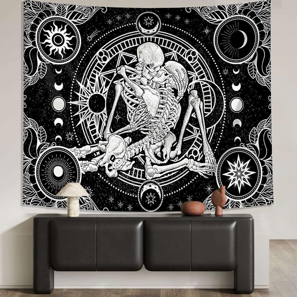 Tapeçaria pendurada na parede Gothic Skeleton Couple 150x130cm