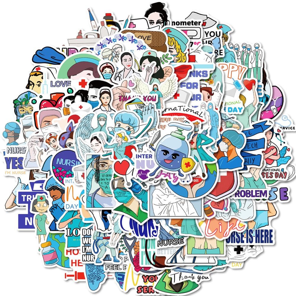 Pacote de adesivos Medical Healthcare Nurse, 50 unidades de decalques de vinil