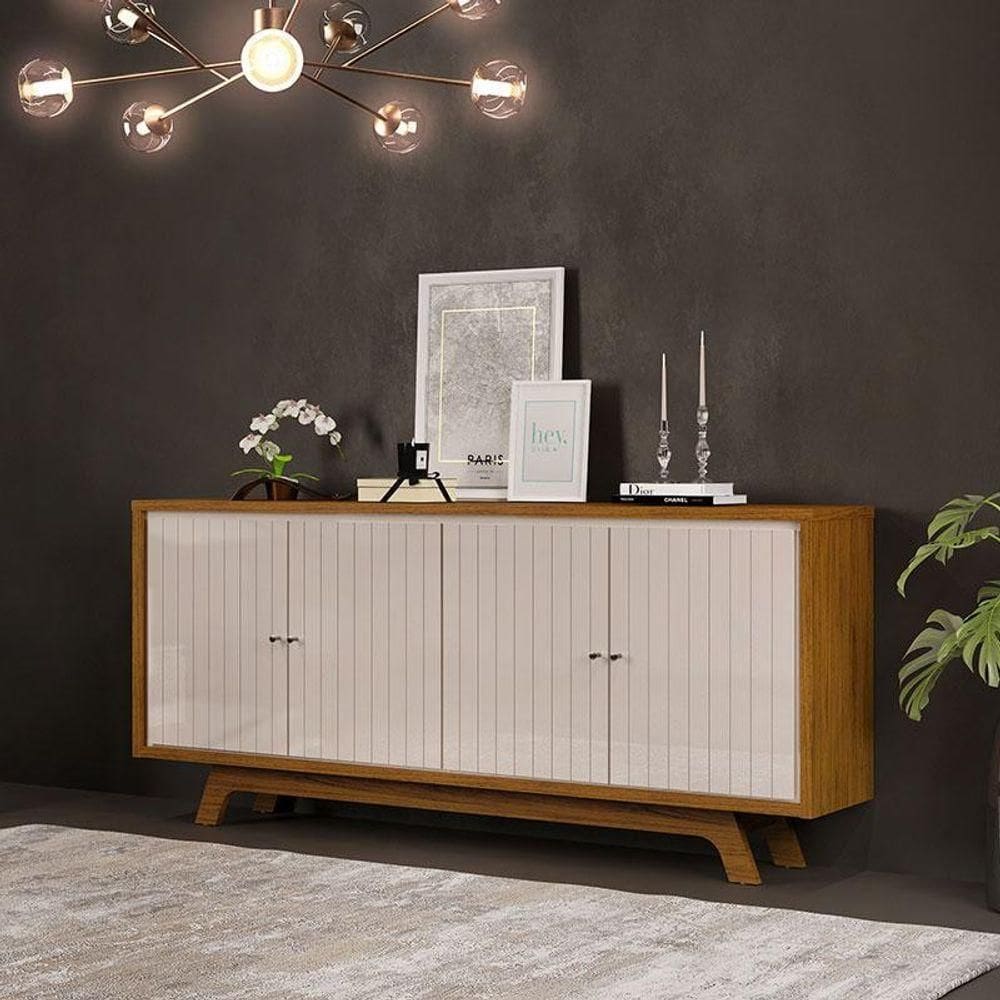 Aparador Para Sala Buffet Ambiente Brise Freijó Off White - Dj Móveis