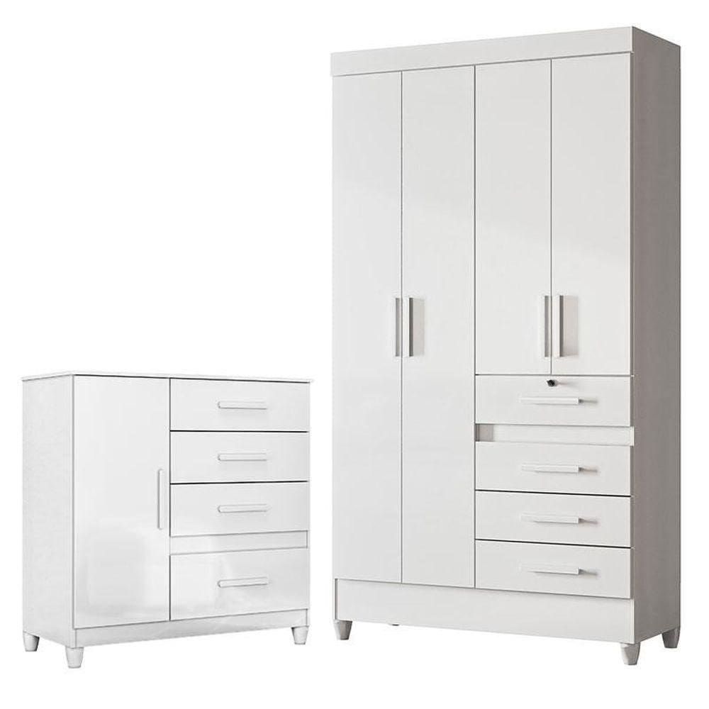 Guarda Roupa Infantil Sobral E Cômoda Vênus Com Pés Branco - Moval