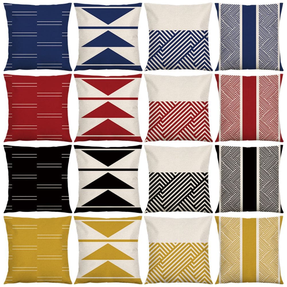 Conjunto de 4 capas de almofada de linho com padrão geométrico 45x45cm