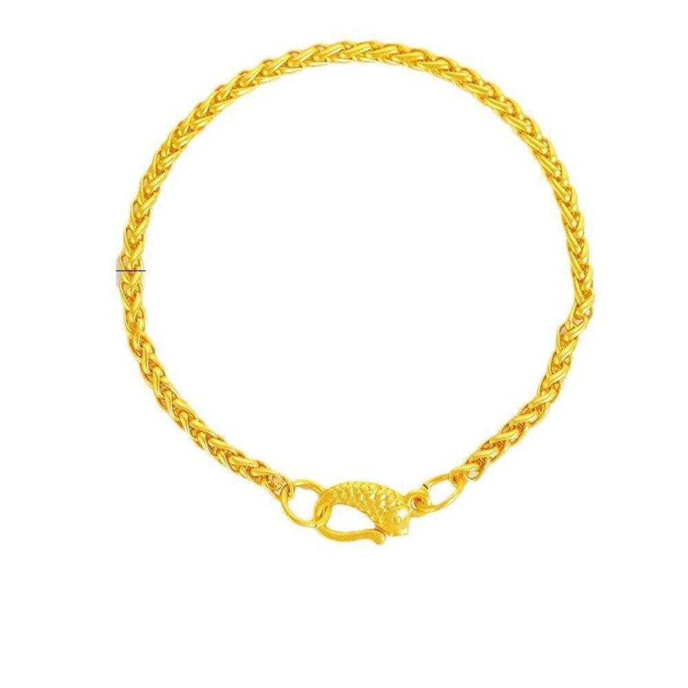 Pulseira de trigo banhada a ouro de 3 mm para mulheres de 17 cm