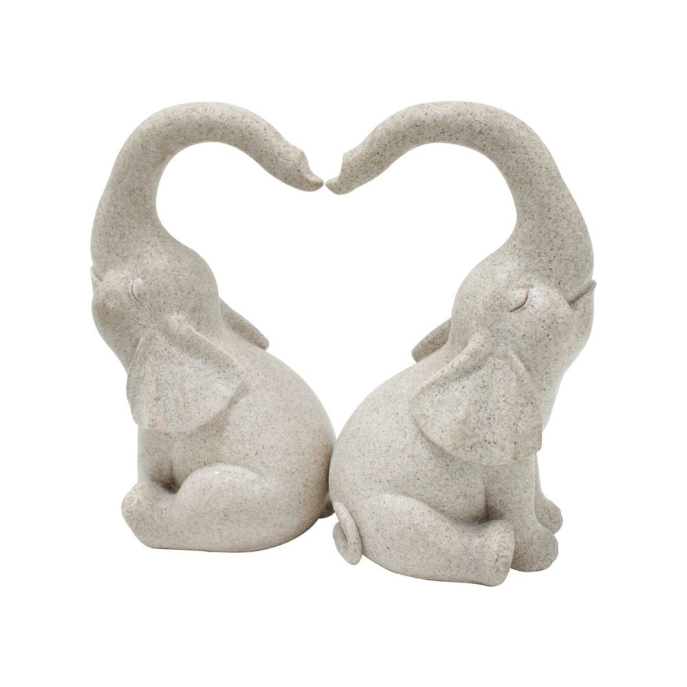 Par de esculturas de decoração de jardim com elefante em forma de coração