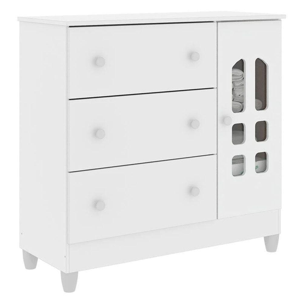 Cômoda Infantil New Selena Com Porta Branco Acetinado - Carolina