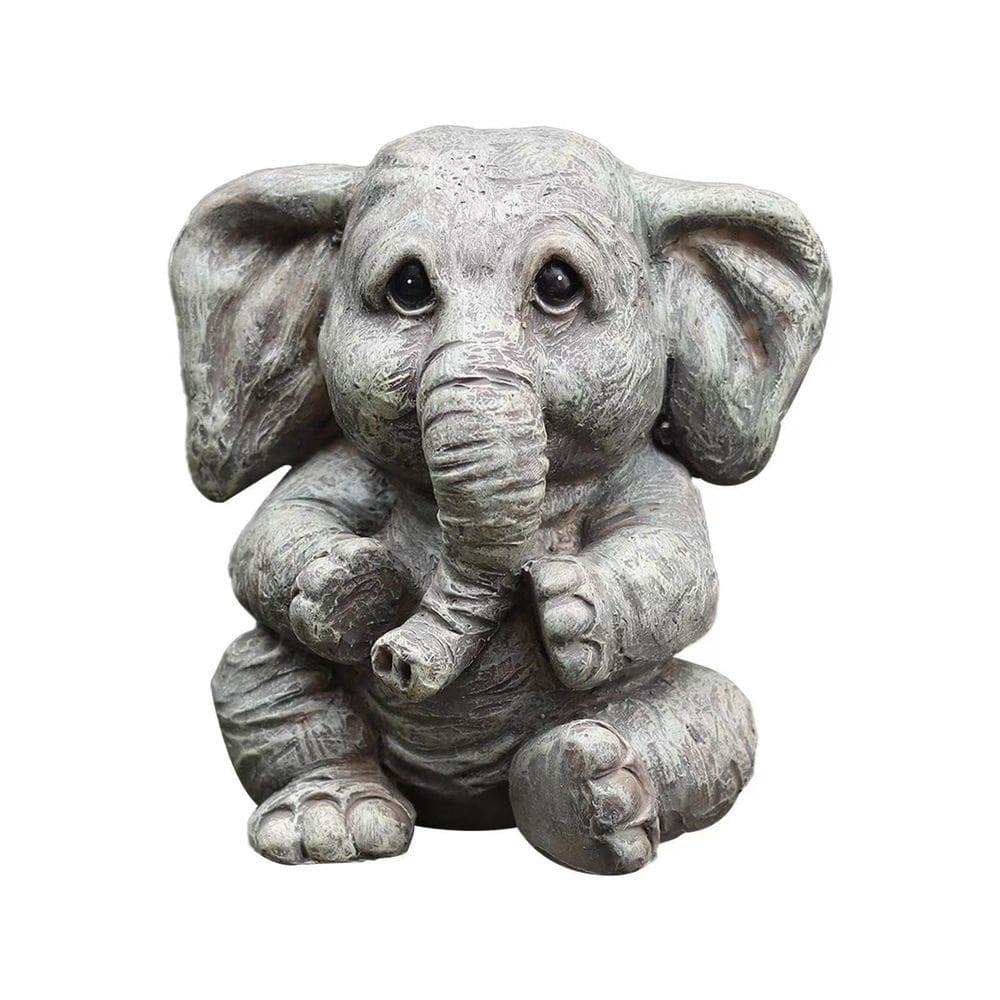 Estátua de decoração de jardim, elefante fofo, resina cinza, 7,5 cm