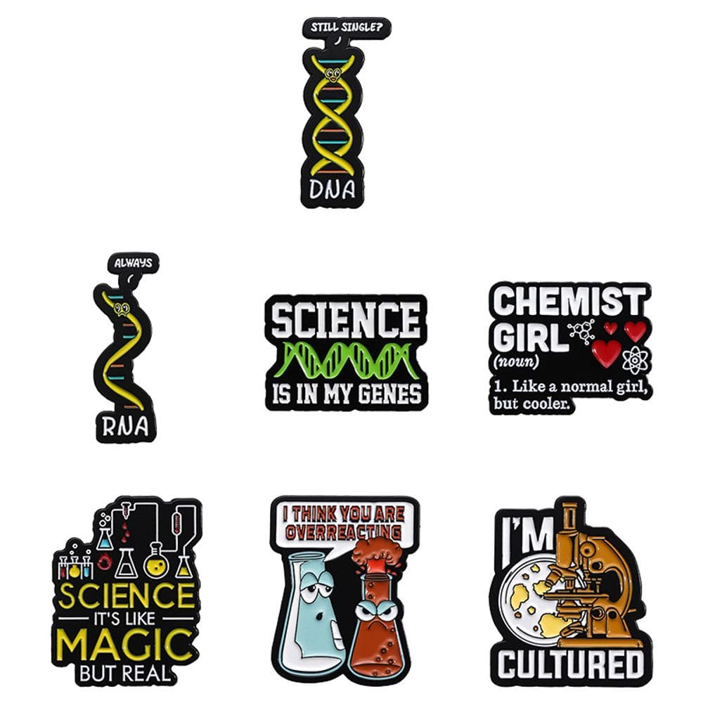 Conjunto de pinos de broche com tema científico DNA RNA Molecule Design