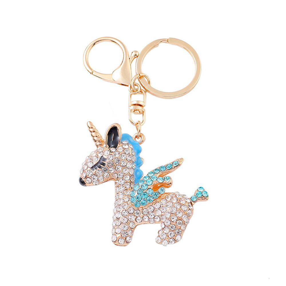 Chaveiro Unicórnio com detalhes em strass, metal
